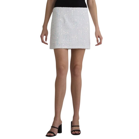 Madden NYC Twill Mini Skirt Destructed Sparkle Sequin Midi Womens Size XXS (00) - Picture 1 of 11